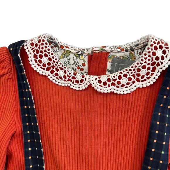 Little Lord & Lady 2 Piece Top Polka Dot Overall Dress Set Girls 3-4 - Picture 3 of 9